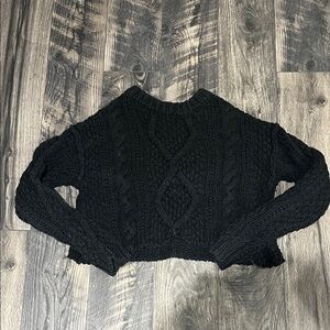Free People Black Cable Knit Sweater